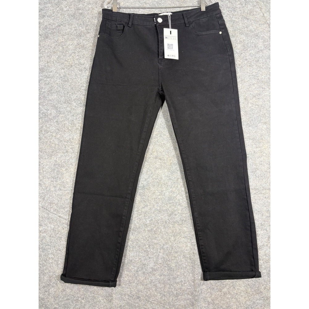 Katch Me Black‎ Denim Jeans Women's Plus Size 3XL Cuffed Straight Leg